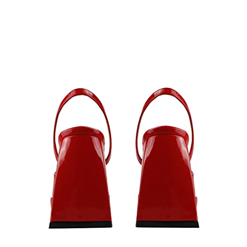 LEMUTISME Women's Closed Square Toe Platform Mary Jane Chunky High Heel Ankle Strap Slingback Slip On Dress Pumps for Prom4