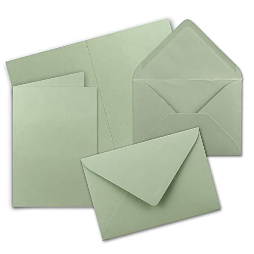 Cartes pliantes A5 et enveloppes C5 vert eucalyptus FarbenFroh par NEUSER | Lot de 50
