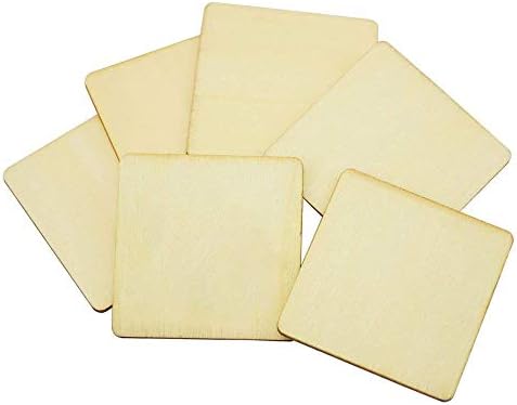2"x2" Blank Wood Square Plaque for Engraving Machine, Unfinished and Unpainted Wooden Cutout by Lifbeier, 50 Pieces