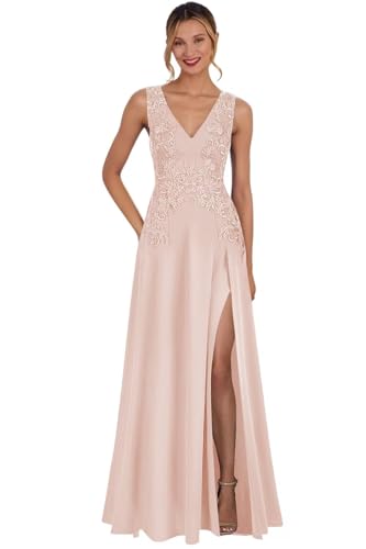 Raseal Chiffon Mother of The Bride Dresses for Wedding Sleeveless Applique Formal Dress RS1874