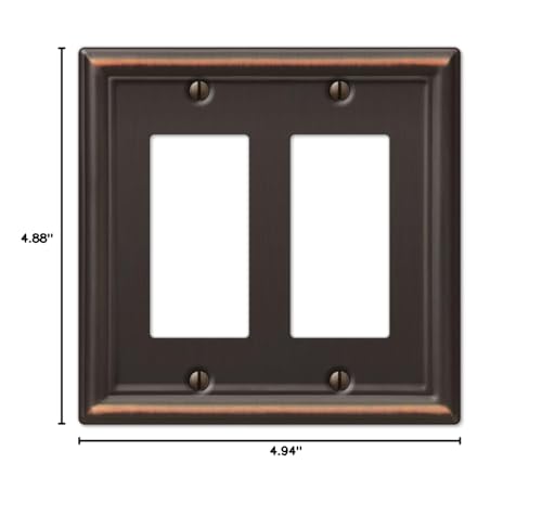 Image of Amerelle 149RRDB Chelsea Wallplate, 2 Rocker, Steel, Aged Bronze, 1-Pack