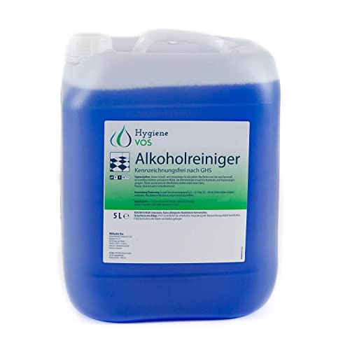Hygiene VOS Schnellreiniger Alkoholreiniger mit Duft 5 Liter. Schonreiniger für glatte Oberflächen wie Glas, Kunststoff sowie lackierte Möbel und Kunstleder