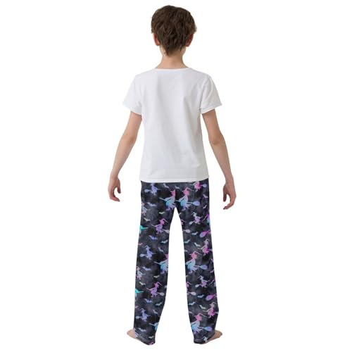 ZZXXB Galaxy Witch Boys Long Pants Soft Trousers Elastic Waist Kids Lounge Bottoms with Pockets S-XL3