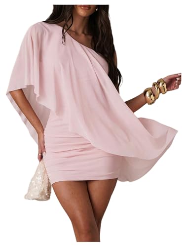 sleeveless women's light pink off the shoulder latin dress Milumia Cape Mini One Party Dresses BOGO20 Instantly sweep everyone off Size:31 x 32 Simple Off the Shoulder