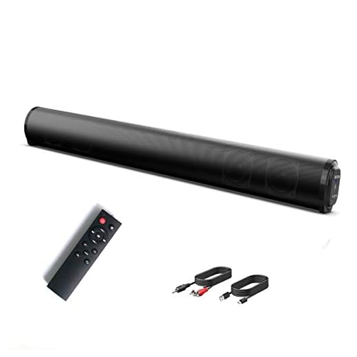 Barras de Sonido, Cine en casa, Bluetooth 5.0, Profesional Sonido Envolvente Altavoz para TV, Home Cinema, Apoyo Coaxial,RCA,AUX,USB, Compatible para TV, Moviles, Tableta