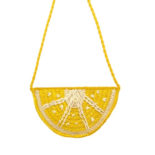 Lemon Purse for Women Cute Fruit Shaped Straw Woven Purse Crossbody Novelty Shoulder Bag Trendy Medium Stylish Bags3