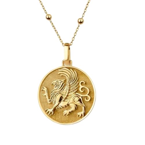 Collier pendentif pièce de monnaie Griffin LK_PNDN_0711 en argent plaqué or