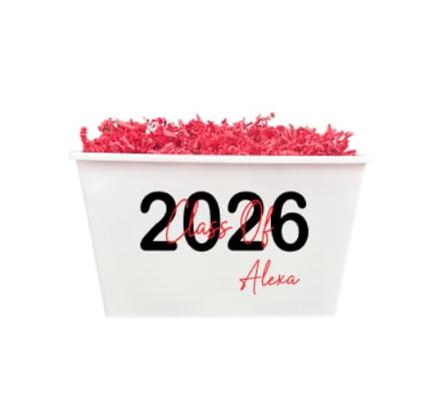 Personalized Plastic Graduation Gift Basket - Senior Class Of 2026 Grad - Team Gift - High School College - Decoration Organization Birthday Bin