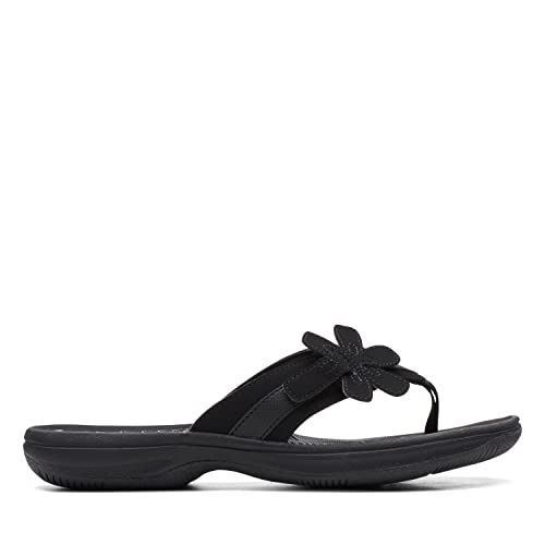 Clarks-Brinkley-Flora-Sandals-Womens,-Black Synthtic/black sole-9-M3