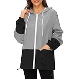 Zando Womens Rain Jacket with Hood - Packable Raincoat for Women Waterproof Windproof Windbreaker Lightweight Rain Coats for Women Spring Fall Jacket for Outdoor Travel Hiking Commute Gifts Gray XL