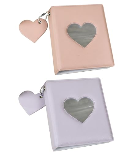 Image of 2 PCS Mini Photocard Binder, Compact Photo Album for Collectors, Organize K-Pop Cards and Memories, Portable 3 Inch Photo Storage, Set of Two in Pink and Purple Colors