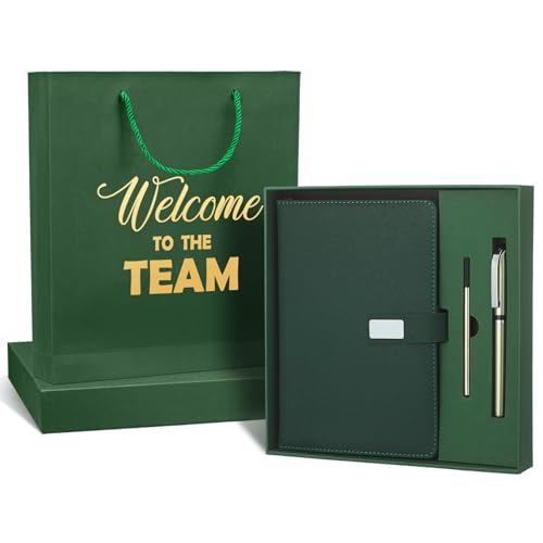Cadeau de bureau nouveaux employés : carnet de notes et stylo vert pour kit d'intégration