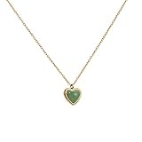 Joxevyia Green Crystal Heart Necklace Raw Stone Aventurine Healing Crystals Dainty Green Heart Gemst