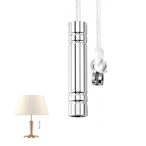 KDRNXVAL 1PC Bathroom Light Pull Cord Handle Metal Rust-Proof Pull Switch with 1.5m Long String Cylinder Light Pull Handle for Bathroom Ceiling Lights Fans Blinds (Silver)