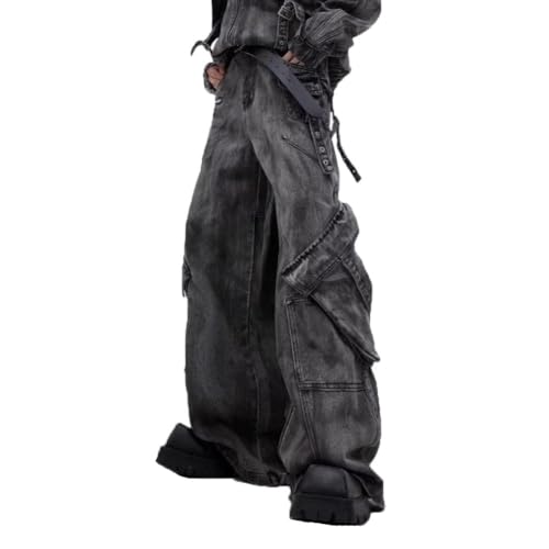 Jeans for Men Baggy High Waisted Trendy Streetwear Wide Leg Denim Cargo Pants
