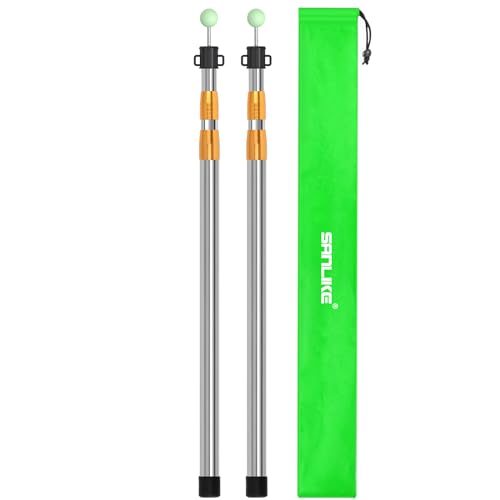 SANLIKE Telescoping Tarp Pole Adjustable Tent Poles, 33'-86.6' Thickened Tube Collapsible Stainless Steel Canopy Poles for Camping Backpacking Hiking Awning Sun Sails Outdoor Sports, Set of 2