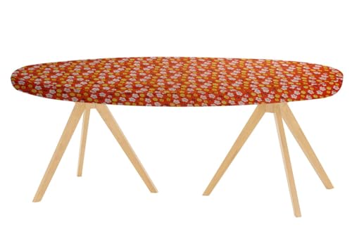 Image of The Furnishing Tree Elastic Oval Dining Table Cover WxL 42x72 in Inches Polyester Mini Floral Pattern Orage