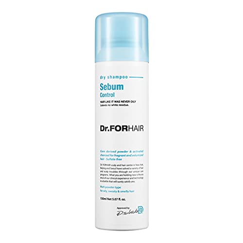 [Dr.FORHAIR] Sebum Control Dry Shampoo 150 ml/ 5.07 fl.oz. | Cooling, Oil, Odor Control | Silicon, Paraben Free | Charcoal, Plant Derived Ingredients, No White residue | For Oily, Sweaty, Smelly Hair
