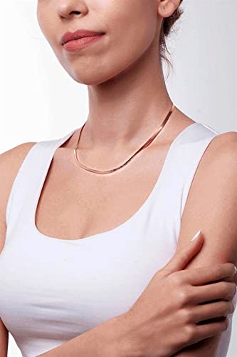 Beriso B-NK-3MM ROSE GOLD SNAKE NECKLACE 40CM 18K Rose Gold Plated Shiny Snake Necklaces Herringbone Necklace thumb #3