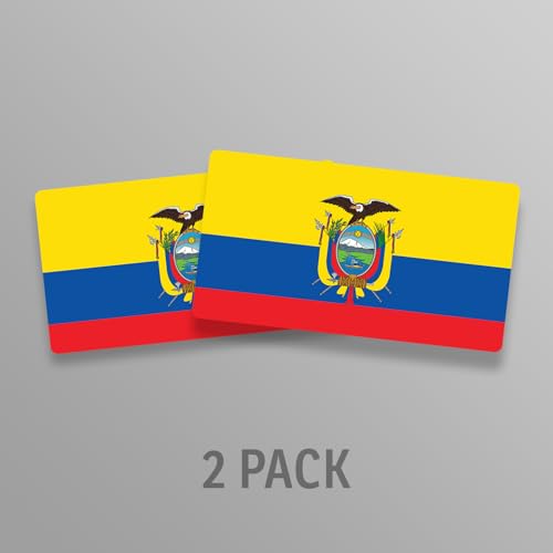 Image of World Country Flag Decal Stickers - Two Pack - for Cars Windows Bumpers Laptops Tablets Tumblers Cups Walls (Ecuador)