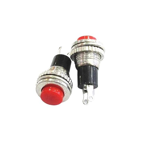 Bouton interrupteur klaxon rouge 10mm DS-316 poussoir sans verrouillage lot de 2