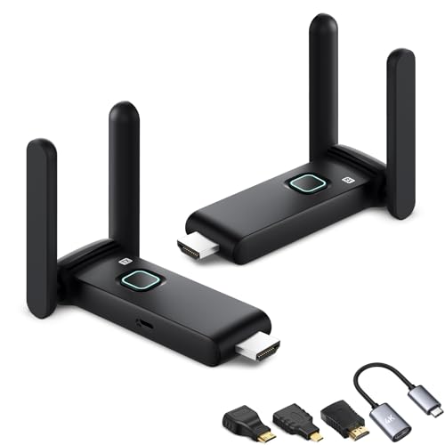 Image of Wireless HDMI Transmitter and Receiver 4k, Plug and Play Portable Extender, HDMI Wireless Supports 2.4 /5GHz, Used for Streaming Video, Audio, Files from laptops /TV Boxes /projectors to Monitors