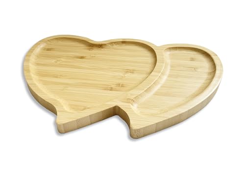 Ecowonder Bandeja de madera de bambú natural con forma de corazón...