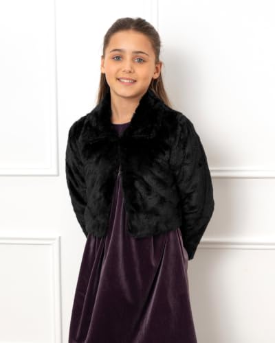 Image of BOLEROSE Girls Collared Faux Fur Bolero Jacket