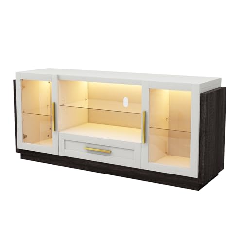Sleek TV Stand with LED Lights and Storage for TVs up to 65