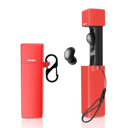 Anker Soundcore A30i 用 ケース カバー 【NOUKAJU】 ワイヤレス イヤーホン シリコン 保護ケース (カラビナ付き+ストラップ付き ) 落下防止 キズ防止 耐衝撃 装着充電可能 防水 防塵 (レッド)