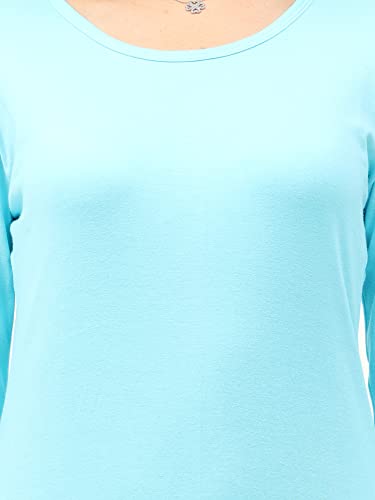 Image of FLEXIMAA Women's Cotton Plain Round Neck Full Sleeve T-Shirt