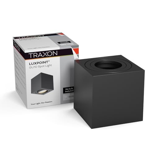 TRAXON LUXPOINT Foco LED de techo Orientable Cuadrado para Bombillas GU10 (no incluida) aluminio, 81x83x85mm techo spotlight 220V superficie (Negro Cuadrado)