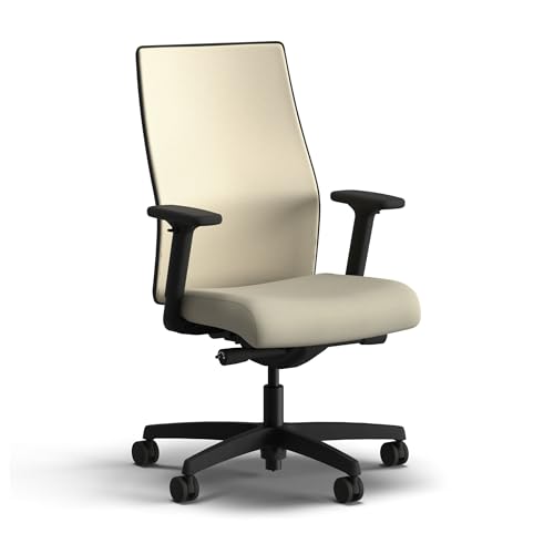 Image of HON Ignition 2.0 Mid Back Task Chair, Spectrum Mesh, Advanced Synchro-Tilt Control, Office Chair with Lumbar Support, Height and Width Adjustable Arms, Black Frame, Linen