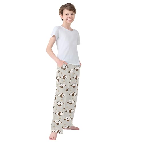 Boys' Pants Cute Cartoon Panda Long Bottoms Jogger Pants Elastic Waist Trousers with Pockets S-XL4