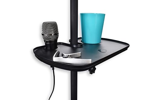 Venmark Microphone Stand Tray - Mic Clamp-On Accessory Table with Cup Holder - Perfect Attachment Desk for Music Accessories