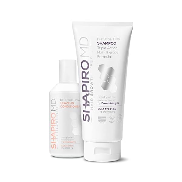 Hair Loss Shampoo and Leave in Conditioner | DHT Fighting Vegan Formula for Thinning Hair Developed by Dermatologists…