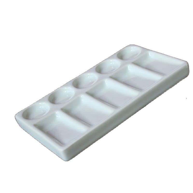 paleta malarska Biała ceramiczna prostokątna paleta farb artystycznych do akwareli gwasz akrylowy obraz olejny kaligrafia, 10 studni