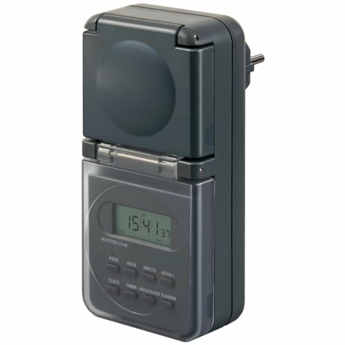 Brennenstuhl Temporizador Digital semanal IP44 / Enchufe programable Digital (para Uso en Exteriores, Enchufe con protección de Contacto) Antracita