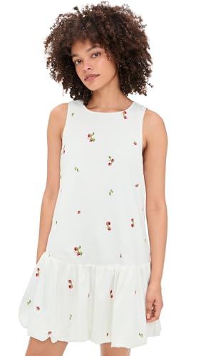 En Saison Womens Strawberry Kiss Bubble Hem Mini Dress White Red Multi L