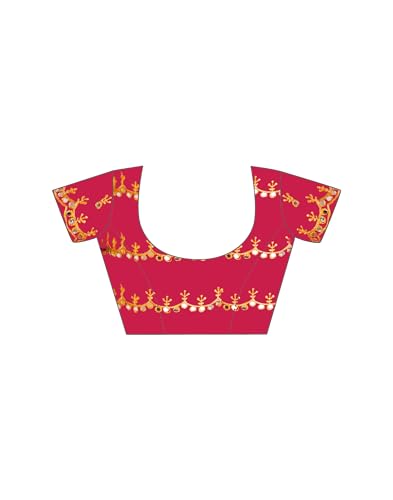Image of SIRIL Women's Embroidery, Mirror Work, Scalloped Border Shimmer Georgette Saree With Unstitched Blouse Piece