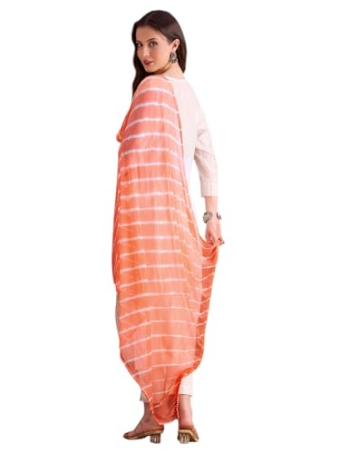 Image of DUPATTA BAZAAR Women's Leharia Dupatta with Pom Pom Lace