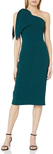 Dress the Population Women’s Tiffany One Shoulder Bow Detail Midi Sheath Dress