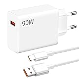 【Chargeur Charge Rapide】Chargeur mural USB 90W+2M/6.56ft USB to USB C cable. Le câble de charge rapide USB C est fabriqué avec un matériau TPE de haute qualité et un connecteur solide avec les caractéristiques d'une grande durabilité et flexibilité, s'adaptant parfaitement à votre appareil. Il a également passé le test de branchement 15000 fois et plus, et il est facile à brancher mais ne se détache pas.