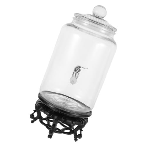 Contenedor de bebidas de vidrio transparente con grifo y base estable OSALADI de 2,5l 2