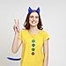 Neujiwo Blue Cat Ears Headband and Tail Set Plush Adult Halloween Cat Costume Accessories for Pete
