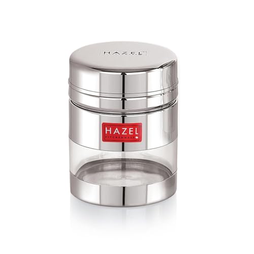 Image of HAZEL Stainless Steel See Through Transparent Container | Kitchen Air Tight Storage Dabba Container, 400 ML