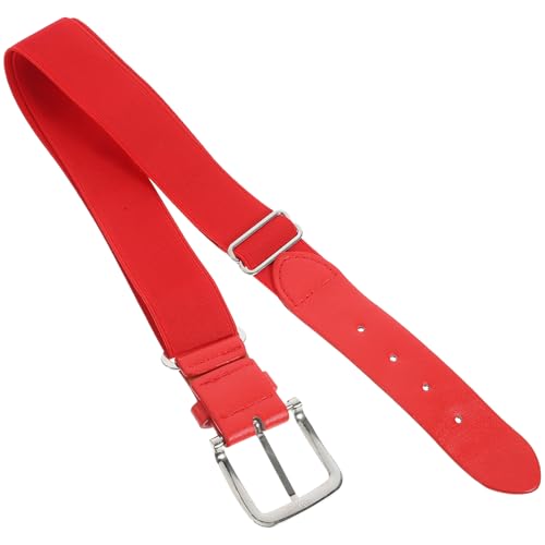 Adjustable Baseball Belt Elastic PU Steel Red for Adult Outdoor Activities