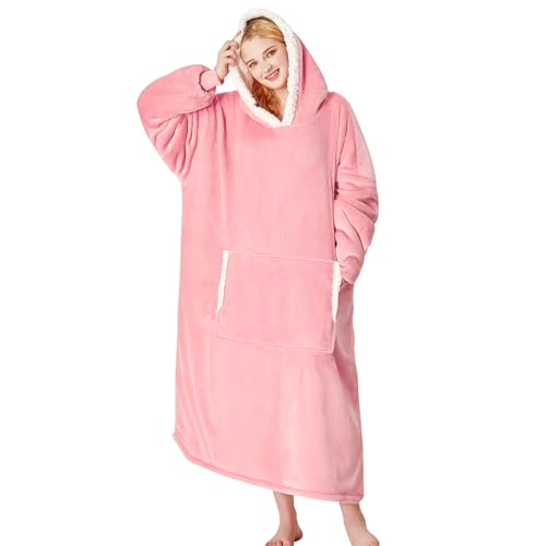 Yescool Sherpa Wearable Blanket Hoodie in Pink
