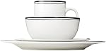 Amazon Basics 16-Piece Cafe Stripe Dinnerware Set, Plates, Bowls, Mugs, Service for 4, Black