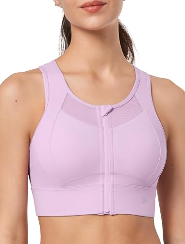 Image of Yvette Zip Front Closure Sports Bra High Impact Support Sports Bras for Women Large Bust for Running & Workout,Purple,5XL+